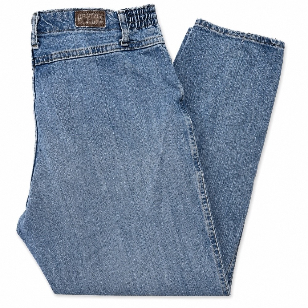 Lee Men's Side Elastic Waist Jeans Size 34x30 Blue Distressed Straight Denim